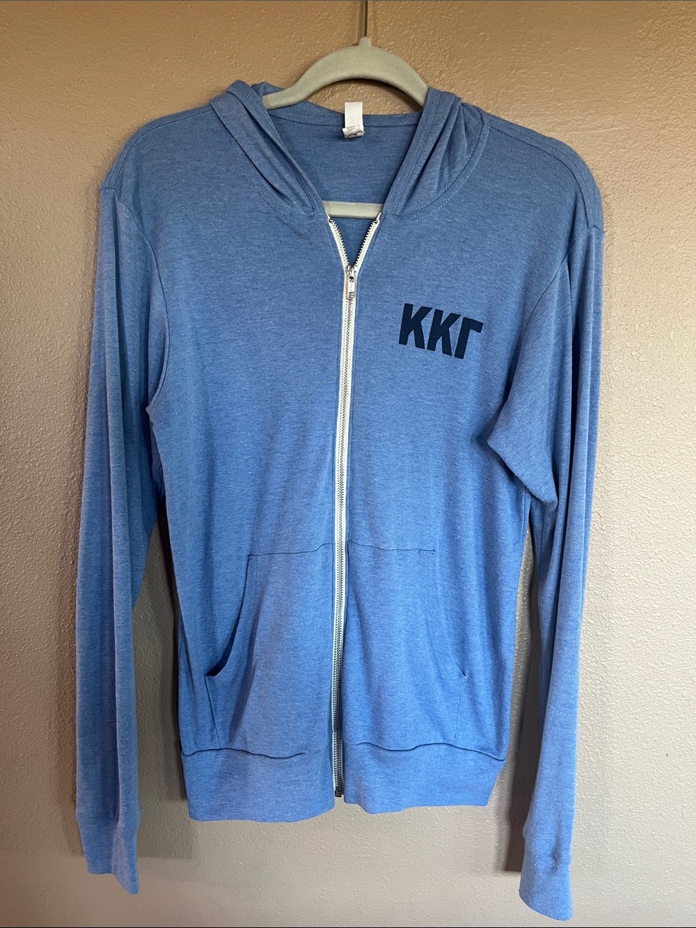 Bella Canvas KKG Light Blue Zip Hoodie with Silver Zipper